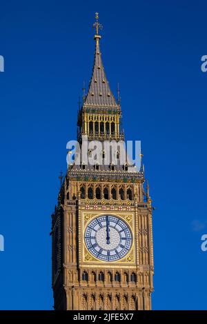 The stunning and newly renovated Elizabeth tower, of the Houses of Parliament in Westminster, London, UK. Stock Photo