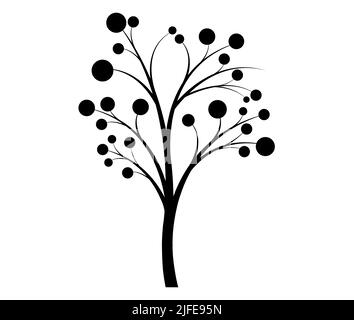 A different version of tree silhouette - vector illustration, A silhouette of a winterberry plant branch with berries, cartoonish Stock Vector