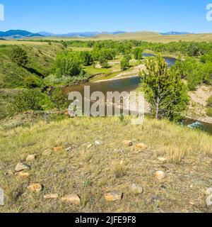 tipi ring above the dearborn river near craig, montana Stock Photo