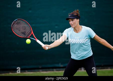 London, UK. 02nd July, 2022. Tennis: Grand Slam/WTA Tour/ATP Tour - Wimbledon. Tatjana Maria is in action during practice. Credit: Frank Molter/dpa/Alamy Live News Stock Photo