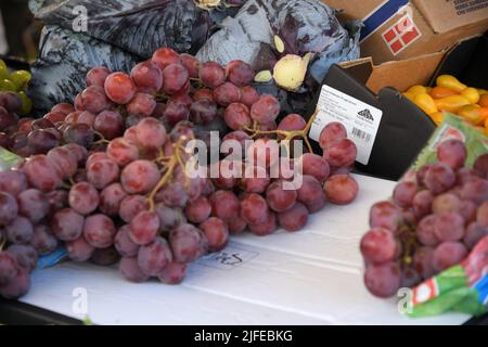 Copenhagen/Denmark/.02 July  2022/.Fruit and vegetable  shoppers at oudoor fruit and vegetable vendor at Torvehallerne in danish capital.(Photo..Francis Joseph Dean/Dean Pictures) Stock Photo