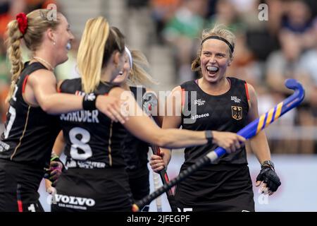 AMSTERDAM - Viktoria Huse (Germany) cheers after the 3-1f match between