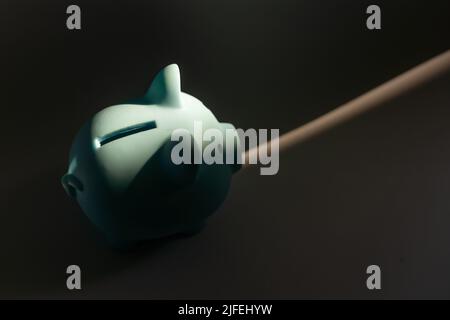 Simple Piggy Bank - With Expressions - Sad, Crying. Stock Photo