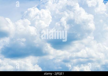 Panorama blue sky background with tiny clouds. Stock Photo