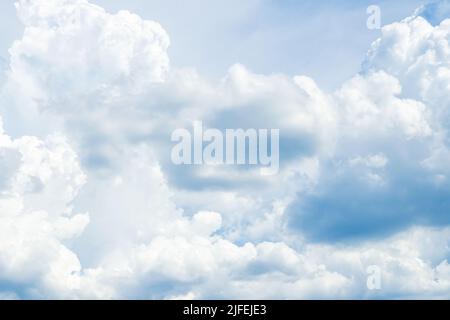 Panorama blue sky background with tiny clouds. Stock Photo