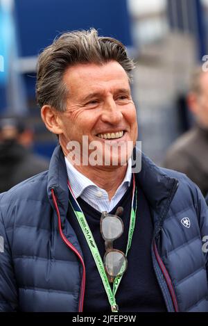 Silverstone, UK. 02nd July, 2022. Lord Sebastian Coe (GBR) IAAF President. British Grand Prix, Saturday 2nd July 2022. Silverstone, England. Credit: James Moy/Alamy Live News Stock Photo