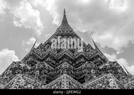 Black and white picture of a temple in Bangkok Thailand. Stock Photo