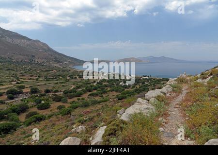 Rough path from Megalo Chorio to Agios Antonios, Tilos island, Greece Stock Photo