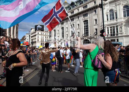 Gay Pride March - People on the March  - 2 July 2022,  London, UK Stock Photo