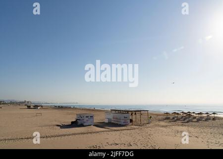 Valencia, Spain. 29th June, 2022. View of the Patacona beach. The beaches of Valencia are one of the main tourist attractions of the city. (Credit Image: © Xisco Navarro/SOPA Images via ZUMA Press Wire) Stock Photo