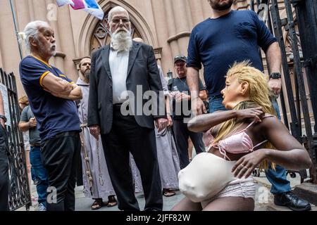 Performance artist Crackhead Barney challenges pro-life supporters