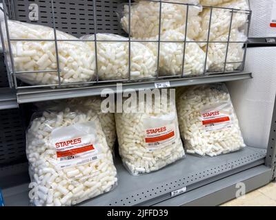 Mill Creek, WA USA - circa June 2022: Close up on packing materials for sale inside a Staples store. Stock Photo
