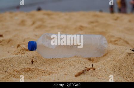 Plastic bottle waste - Plastic bottles float in water, Plastic bottles pollute the environment Stock Photo