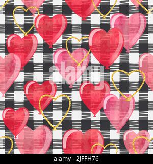 Seamless heart balloons pattern. Valentines day vector background. Textile, fabric design Stock Vector
