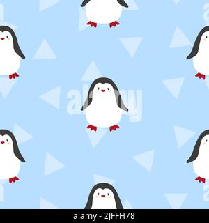Seamless pattern with cute penguins for kids. Vector childish illustration Stock Vector