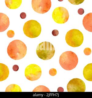 Seamless watercolor circles pattern. Vector background with colorful dots. Stock Vector