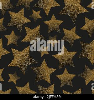 Gold stars pattern. Vector seamless background. Stock Vector