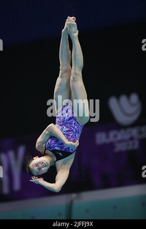 Budapest, Hungary. 2nd July, 2022. Mikami Sayaka of Japan competes during the women's 3m springboard final of diving at the 19th FINA World Championships in Budapest, Hungary, July 2, 2022. Credit: Zheng Huansong/Xinhua/Alamy Live News Stock Photo