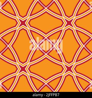 Interlocking circles and stars. Geometric seamless pattern. Vector illustration. Stock Vector