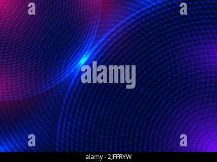 Abstract technology futuristic concept blue circles lines and dotted particles with lighting effect on dark background. Vector illustration Stock Vector