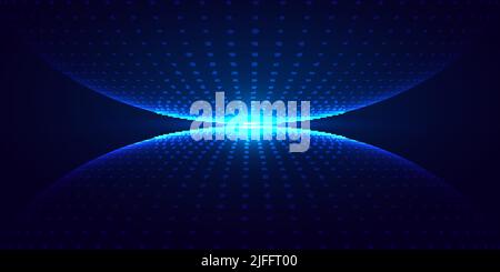 Abstract 3D blue glowing dots particles sphere with lighting on dark blue background technology futuristic concept. Vector illustration Stock Vector