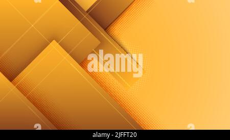 Banner template design background abstract yellow squares geometric overlapping layer with halftone. Vector illustration Stock Vector