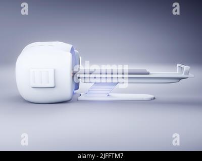 The Multi detector CT Scanner or Computed Tomography  3D illustration side view isolated on white background . Stock Photo