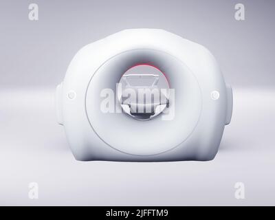 The Multi detector CT Scanner or Computed Tomography  3D illustration back view isolated on white background . Stock Photo