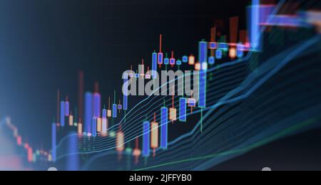 Concept investment. Moving average graph .Stock market graph on technology abstract background Stock Photo
