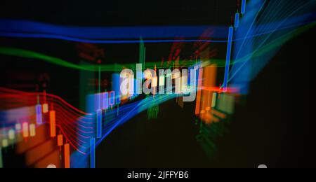 Concept investment. Moving average graph .Stock market graph on technology abstract background Stock Photo