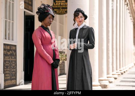 RELEASE DATE: July 15, 2022. TITLE: Persuasion. STUDIO: DIRECTOR: Carrie Cracknell. PLOT: Eight years after Anne Elliot was persuaded not to marry a dashing man of humble origins, they meet again. Will she seize her second chance at true love? STARRING: NIKKI AMUKA-BIRD as Lady Russell, DAKOTA JOHNSON as Anne Elliot. (Credit Image: © Netflix/Entertainment Pictures) Stock Photo