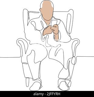 Relaxed senior gentleman reading a newspaper Stock Vector