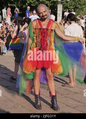 Milano pride is back after a 2-year stop due to covid, 300 thousand demonstrators beetween the streets of the city Stock Photo