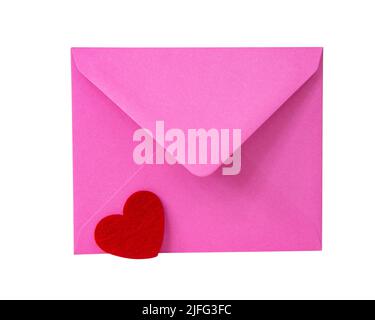 Pink envelope mail isolated on the white background Stock Photo