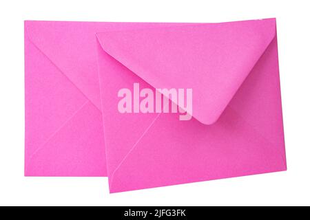 Pink envelope mail isolated on the white background Stock Photo