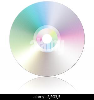 3D illustration. Music genres. CD isolated, with reflection, on white background. Stock Photo
