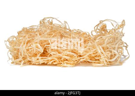 Wooden sawdust shavings natural texture background Stock Photo