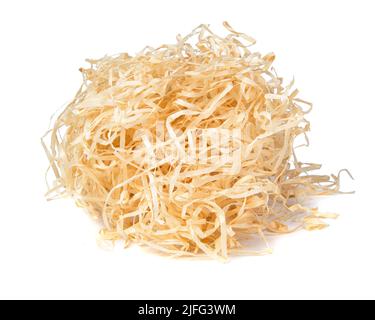 Sawdust wooden shavings isolated on the white background Stock Photo