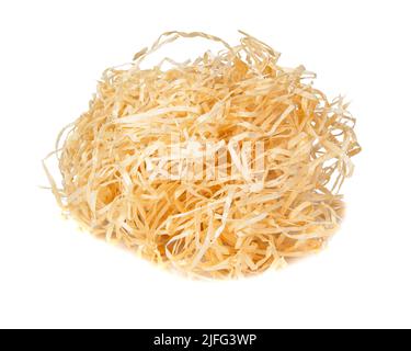 Sawdust wooden shavings isolated on the white background Stock Photo