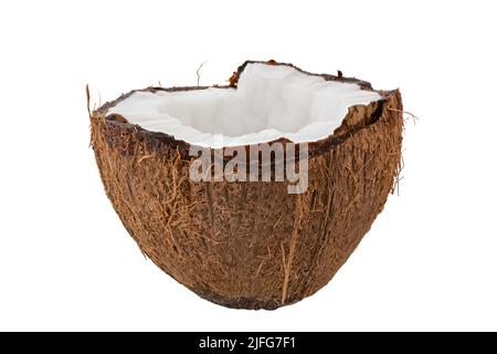 Coconut, isolated on white background. Full depth of field. File contains clipping path. Stock Photo