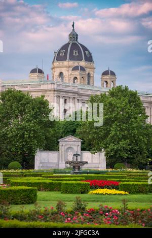 The Volksgarten or People's Garden public park in Vienna, Austria with beautiful rose bushes Stock Photo