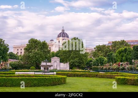 The Volksgarten or People's Garden public park in Vienna, Austria with beautiful rose bushes Stock Photo