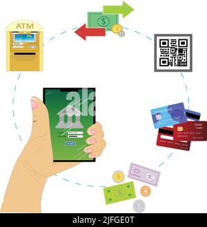 E-banking on the smartphone,E-payment with new modern life Stock Vector