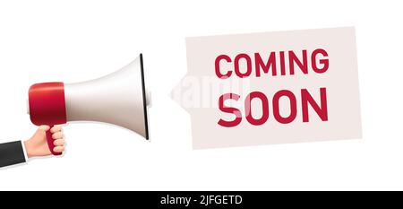 hand holding, coming soon Stock Vector