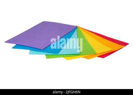 Rainbow felt decorative sheets isolated on the white background Stock Photo