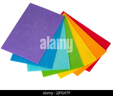 Rainbow felt decorative sheets isolated on the white background Stock Photo