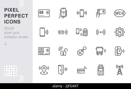 NFC bracelet connected to smartphone linear icon. Thin line illustration.  NFC phone synchronized with smartwatch. RFID wristband. Contour symbol.  Vect Stock Vector Image & Art - Alamy