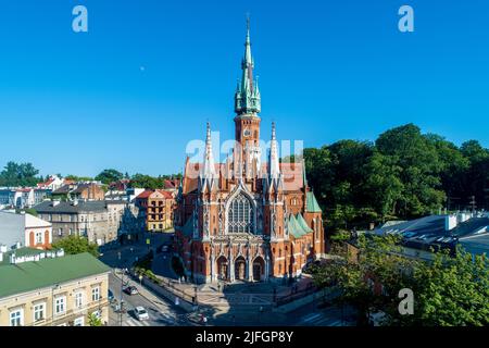 Krakow, Poland. Church Saint Joseph - a historic Roman Catholic church in Gothic Revival (neo-Gothic) style at the Podgorski Square in Podgorze distri Stock Photo