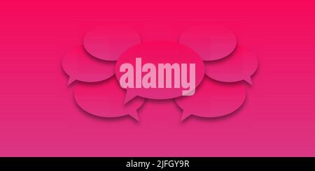 Circles pink purple lilac speech bubbles with shadow on isolated background. Vector illustration. The concept of communication between people in socie Stock Vector