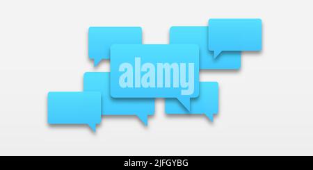 Blue speech bubbles with shadow on white isolated background. The concept of communication of people in society. Vector illustration. Communication ba Stock Vector